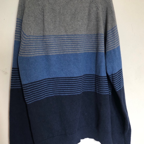L.L. Bean Sweater Mens XL Gray Blue Stripe Wicked Soft Cotton Cashmere Crewneck - Picture 4 of 6